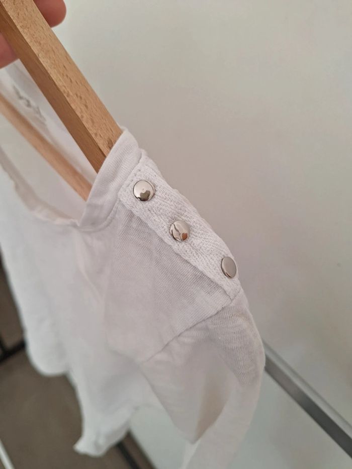T-shirt blanc manche 3/4 femme XS Mim - photo numéro 3