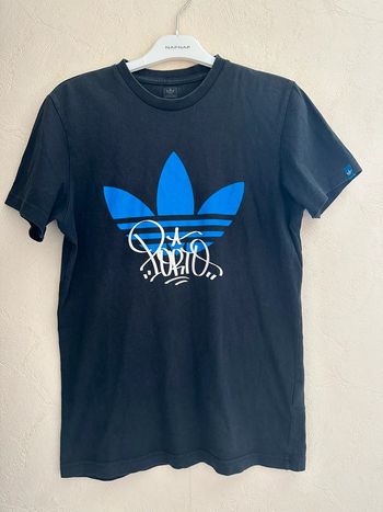 T-shirt noir en coton imprimé hommes taille S adidas