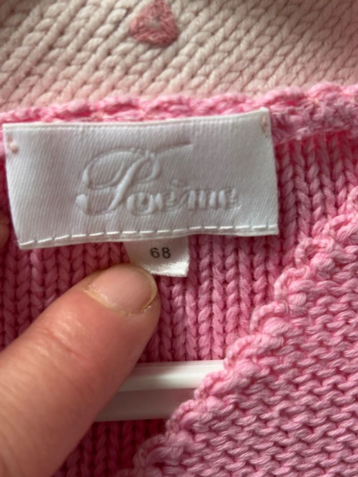 Gilet court cache cœur poème taille 6 mois - photo numéro 3