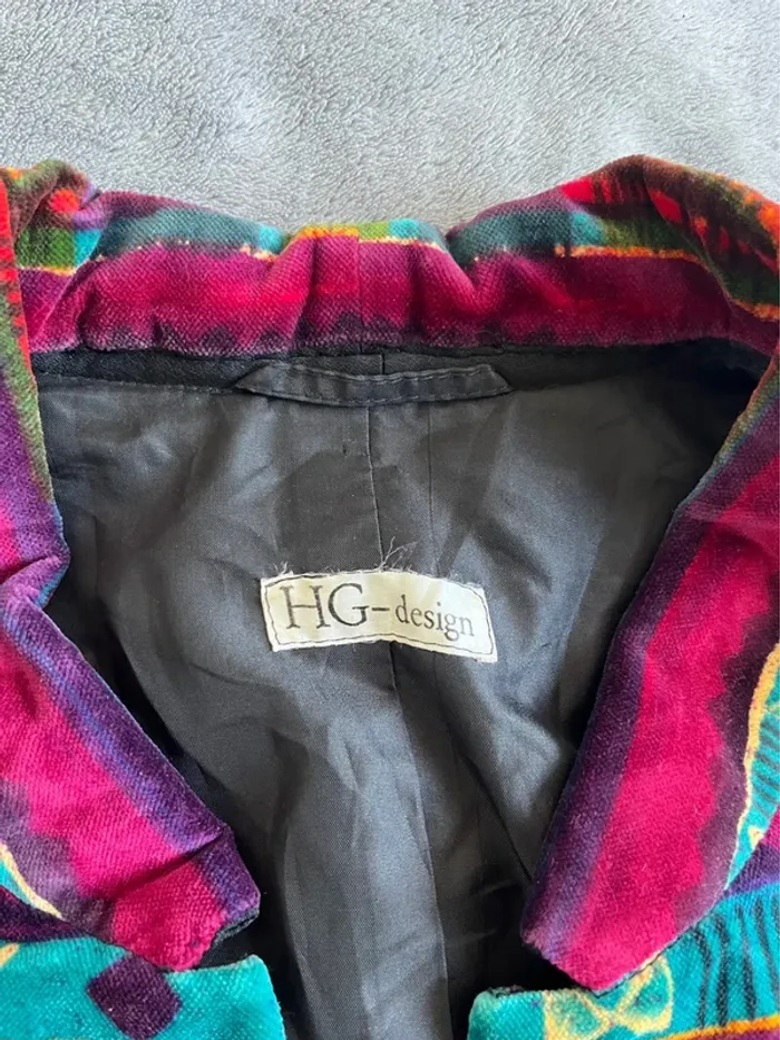 Veste vintage velours avec plusieurs motifs ethniques HG Design – Taille M/L – Pièce originale - photo numéro 3