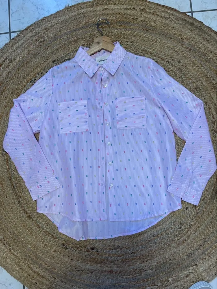 Chemisier à rayures rose et blanc taille M/L - photo numéro 2