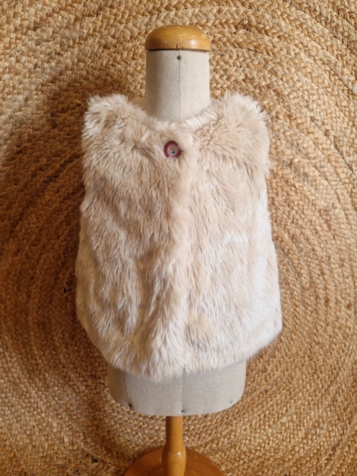 Gilet sans manche fausse fourrure beige fille sergent major 2 ans 92cm - photo numéro 2
