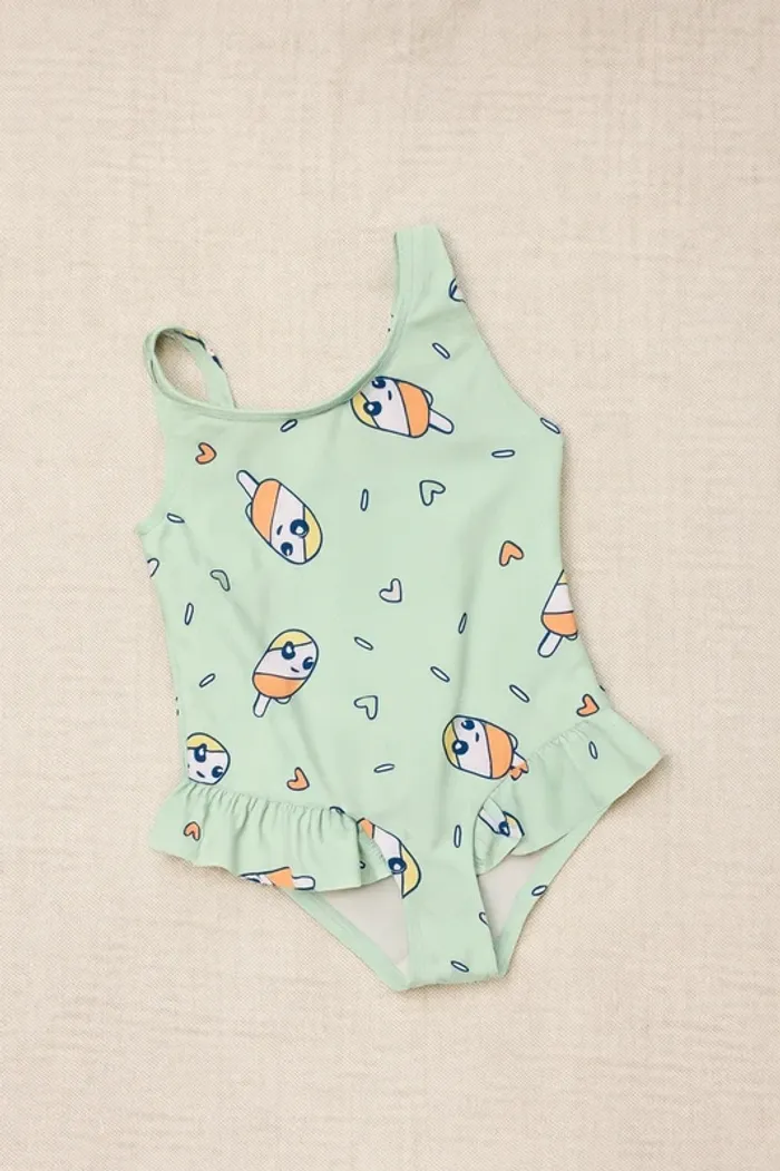 💚Maillot de bain bébé fille – vert motif glaces - 18 mois
