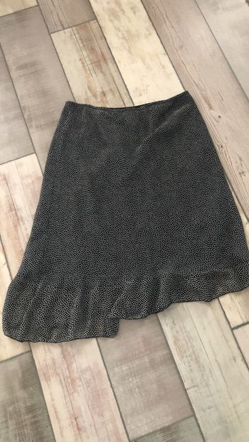 Zara - Jupe mi longue légère - noir à pois blanc - T42