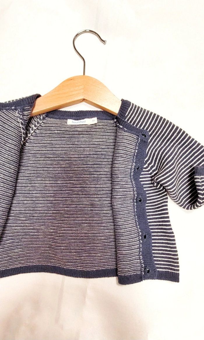 Gilet rayé marine blanc Bout'chou - photo numéro 4