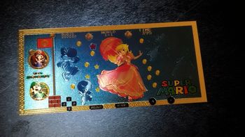 Billet Super Mario Bros Nintendo Collector Doré card carte peach