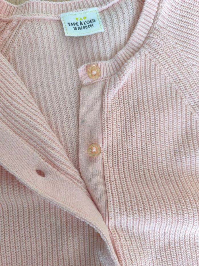 Gilet fille rose avec boutons pailletés Tape à l'Oeil - Taille 80cm - photo numéro 4