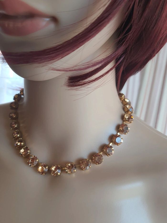 Magnifique Collier cristal Swarovski jaune or - photo numéro 3
