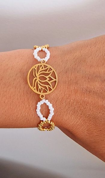 Bracelet lotus en acier inoxydable