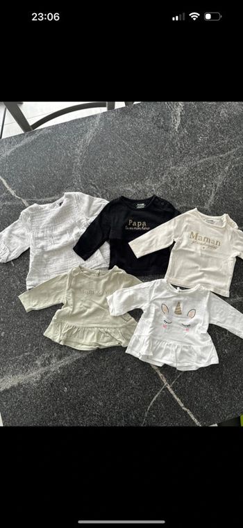 Lot de 5 tshirts manches longues filles Kiabi très bon état