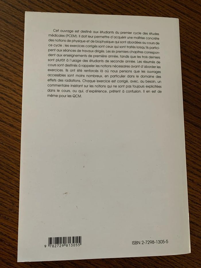 Exercices et QCM corrigés en Biophysique - photo numéro 2