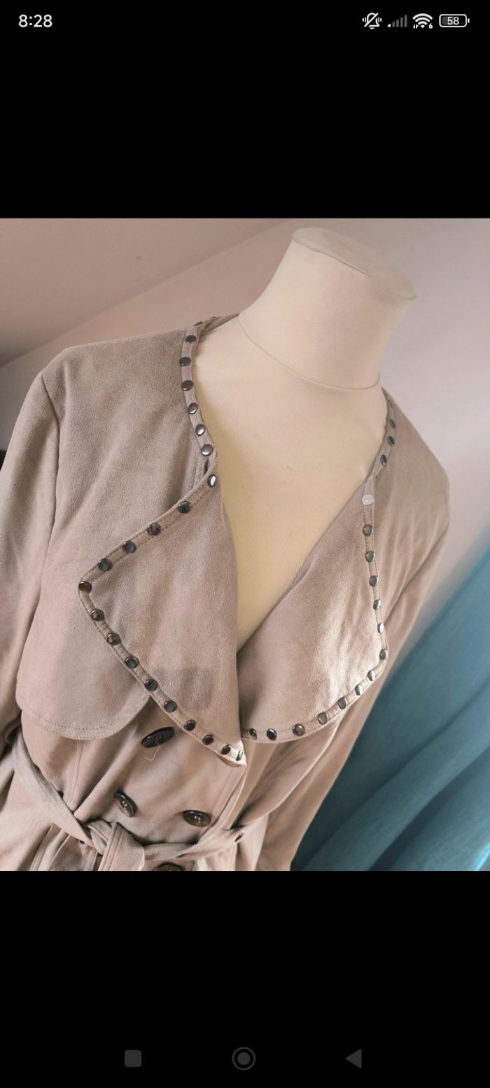 Trench en suédine beige Armand Thiery M - photo numéro 3