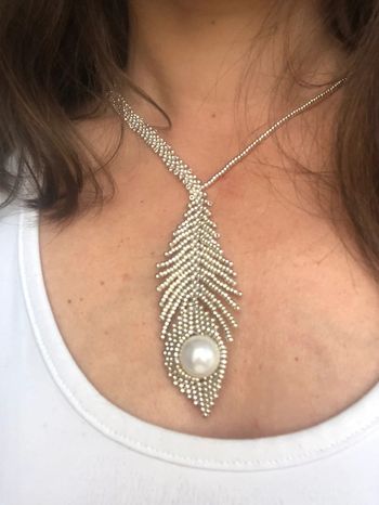 Collier plume perles
