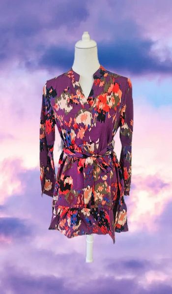 Robe courte dégradée de couleurs avec sa ceinture, Sans marque, taille S