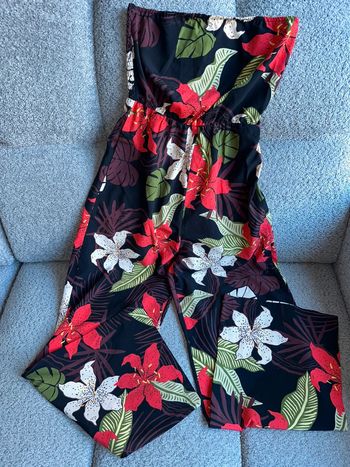 Combi bustier fluide fleuri à jambes large