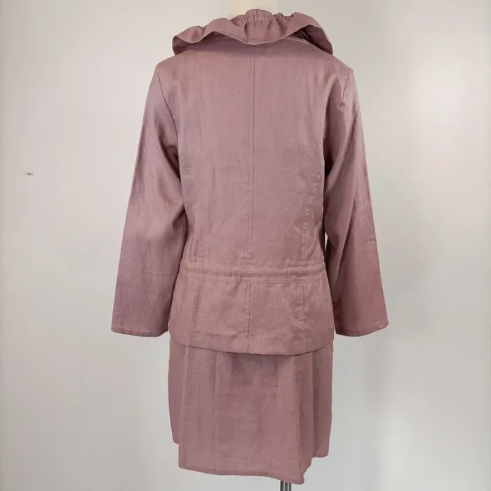 Ensemble Robe veste en Lin - Rose Parme vintage T40 - A201 - photo numéro 4