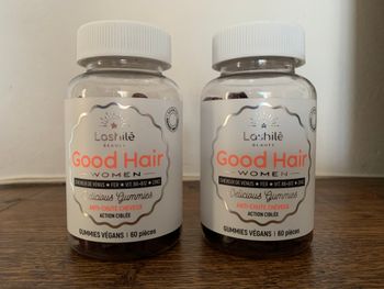 Lashilé Beauty Good Hair femme : 2 flacons de 60 gummies vegans