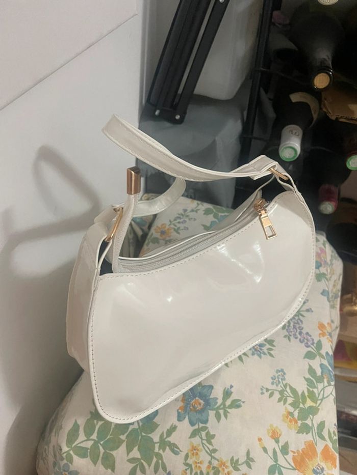 🌷🌷Sac À Bandoulière Brillant  blanc Sac À La Mode,  En Cuir synthétique Verni,