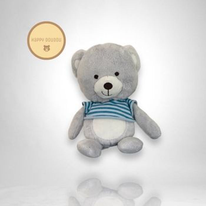 Peluche ours gris et bleu rayures Orchestra A720