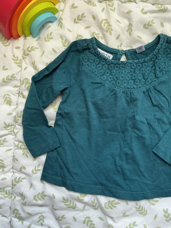 teeshirt manches longues bleu canard 2 ans okaidi - photo numéro 5