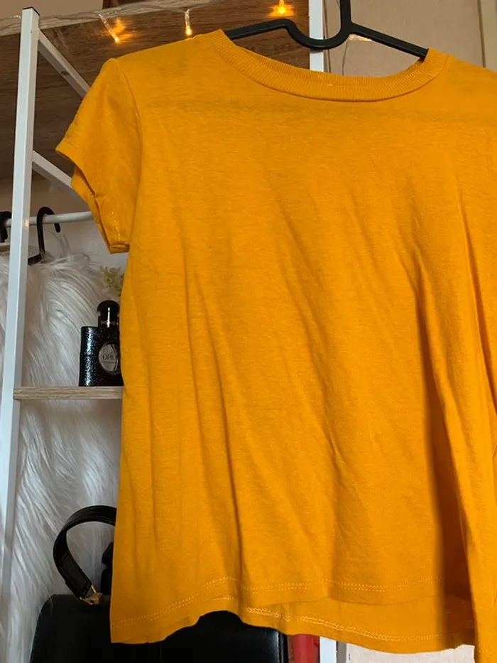Tee-shirt à manches courtes jaune moutarde - photo numéro 4