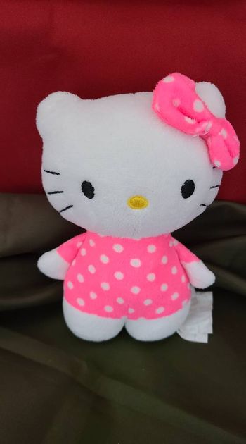 Doudou chat HELLO KITTY rose fluo pois