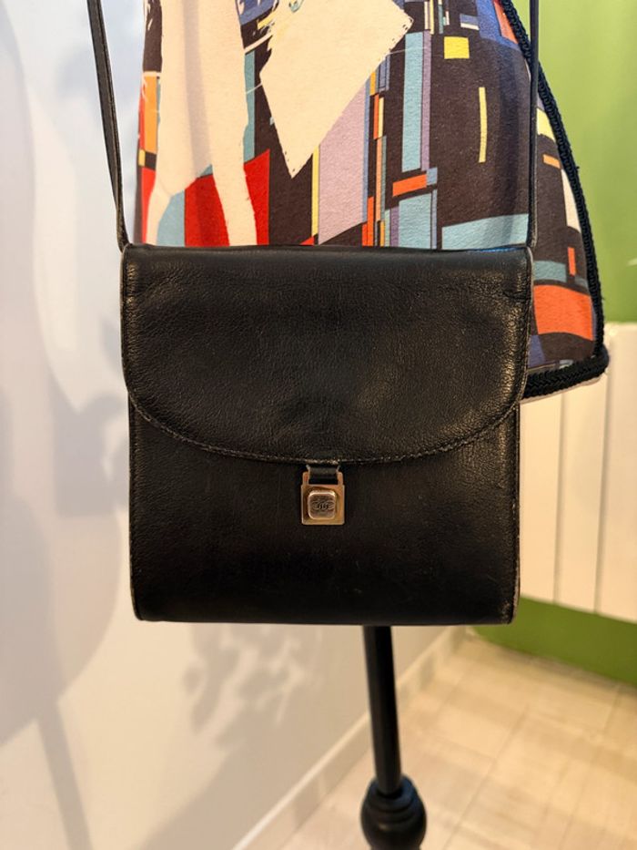 Pochette à bandoulière en cuir vintage Pourchet - photo numéro 2