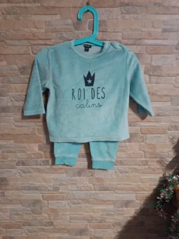 Pyjama velours turquoise Kiabi 12M