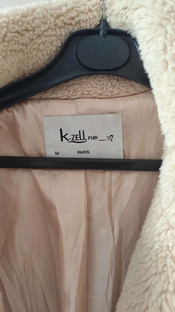 Long manteau oversize en fausse fourrure beige T38 - Kzell Fur paris - photo numéro 3