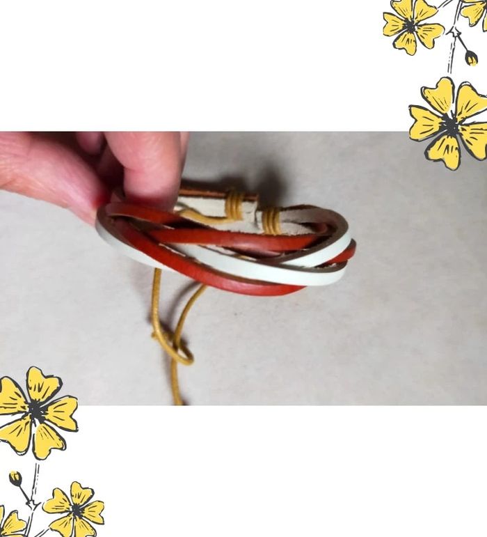 Bracelet en cuir tressé multicolore – Tons chauds et naturels - photo numéro 3