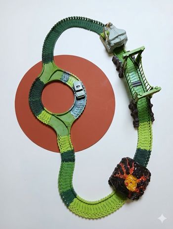 Circuit voiture flexible avec volcan lumineux et fumée