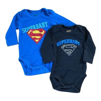 SuperBaby Lot de 2 Bodies bleu/noir Taille 3 mois