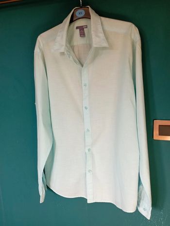 Chemise homme coton turquoise clair