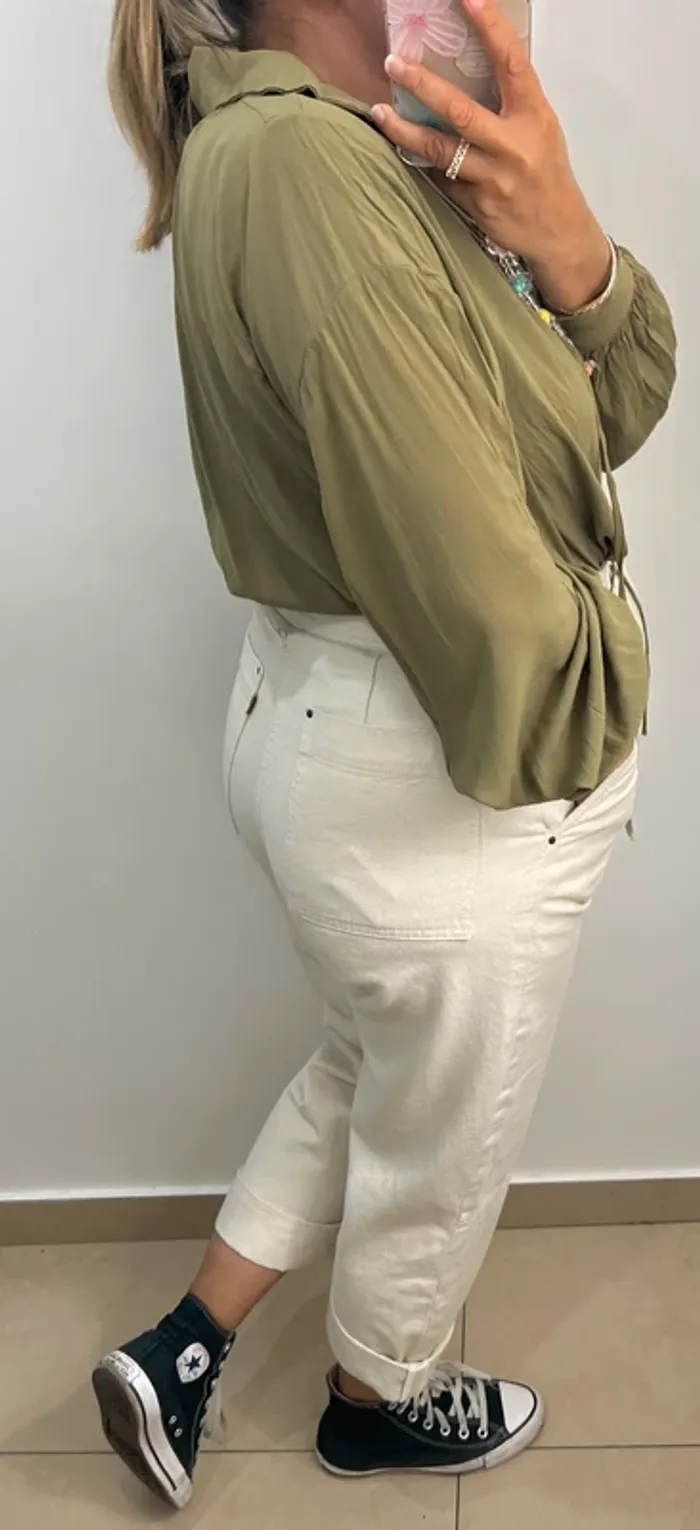 Blouse Kaki Fluide Sfera - photo numéro 7