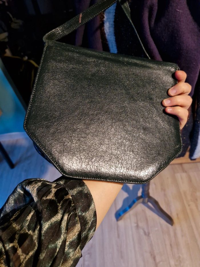 Petit sac vert bouteille vintage années 80 - photo numéro 4