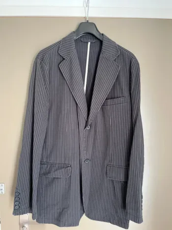 Veste homme bleu marine rayée blanc coupe droite Celio L