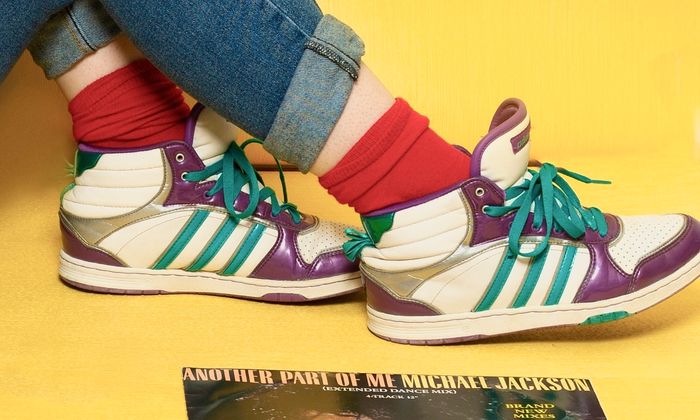 Baskets Adidas montantes rétro – violet & turquoise, style vintage street - photo numéro 2