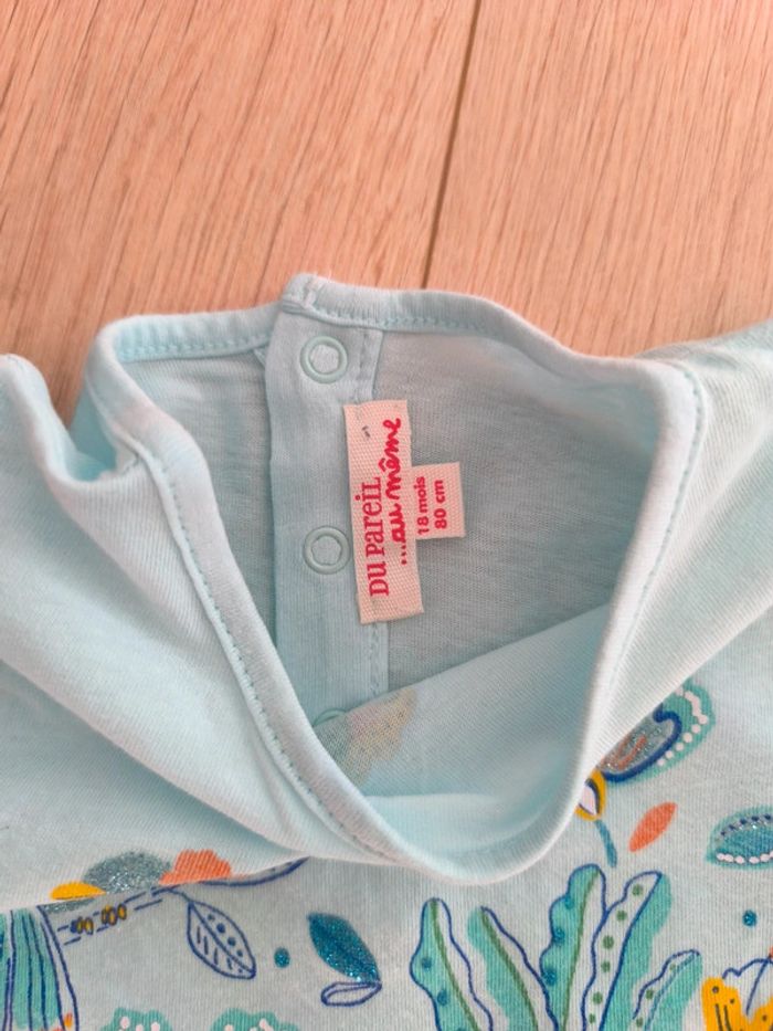 T-shirt fille bleu clair DPAM - Taille 18 mois 80cm - photo numéro 2