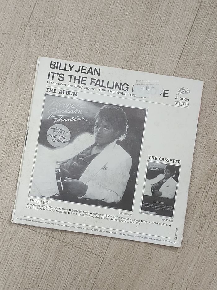 Vinyle Michael Jackson – Billie Jean (45T, 7”) – 1982 - photo numéro 2