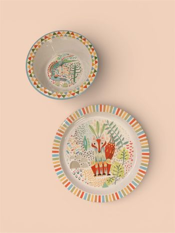Ensemble vaisselle enfant Zara Home Kids mélamine Renard & Crocodile