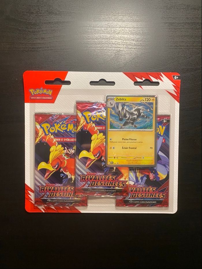 Tripack Pokémon EV10 Rivalités Destinées – Promo Zéblitz – Neuf