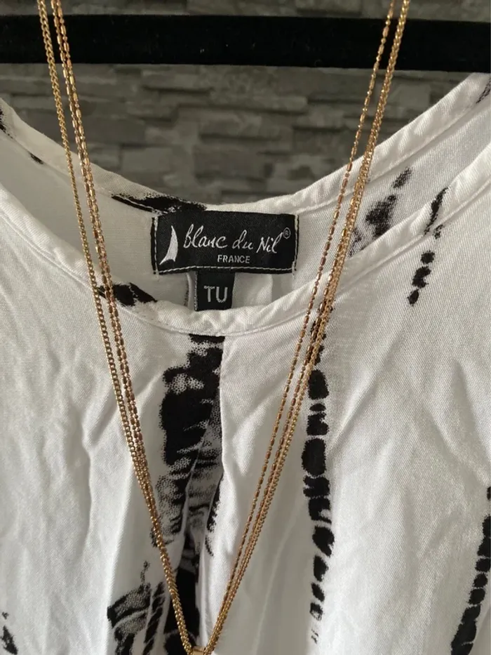 🖤🤍Sublime tunique d’été Blanc du Nil – Taille unique – Excellent état 🖤🤍 - photo numéro 4
