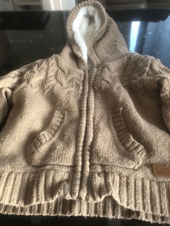 Veste chaude 12 mois marron et blanc 