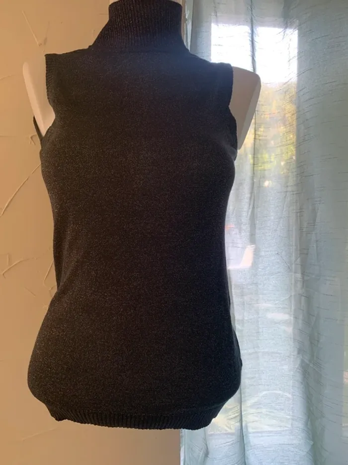 Pull vintage manches courtes brillant taille 38-40 - photo numéro 2