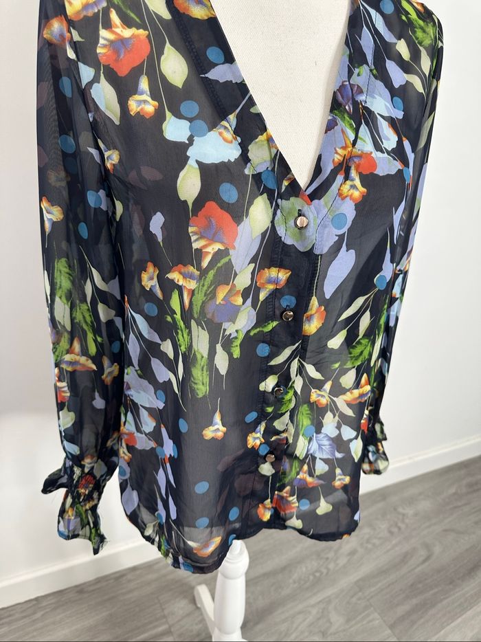 Chemisier à fleurs multicolore transparent Jubylee T36/38 S/M - photo numéro 3