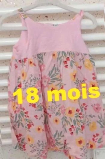 Robe rose motif floral multicolore Taille 18 mois
