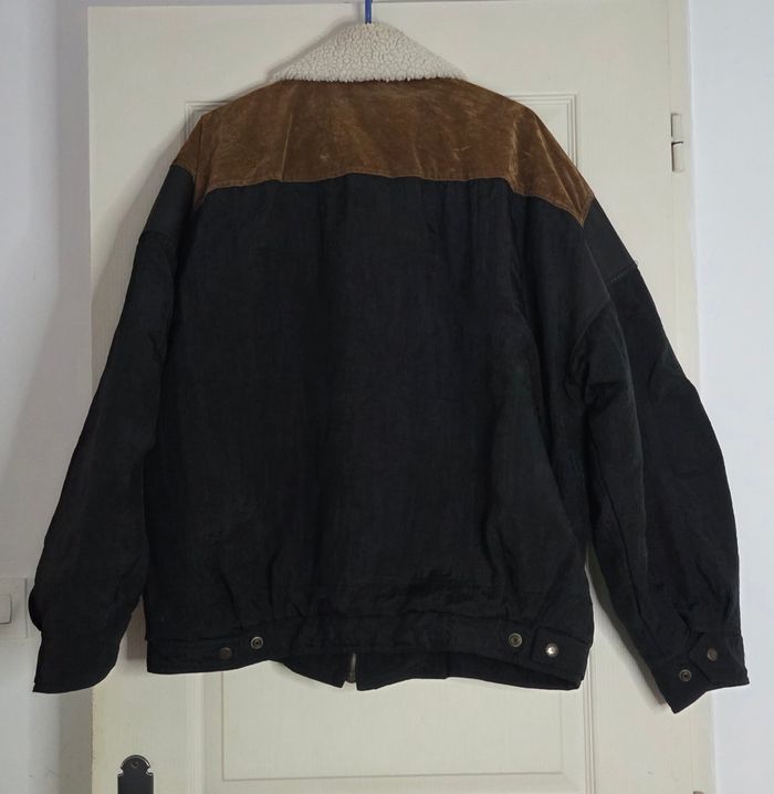 Blouson aviateur vintage Boston BST – col mouton – bi-matière noir & camel – taille XL/XXL (voir mesures) - photo numéro 10