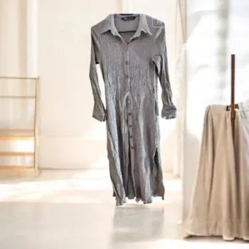 Robe Chemise Élégante en Lin Gris