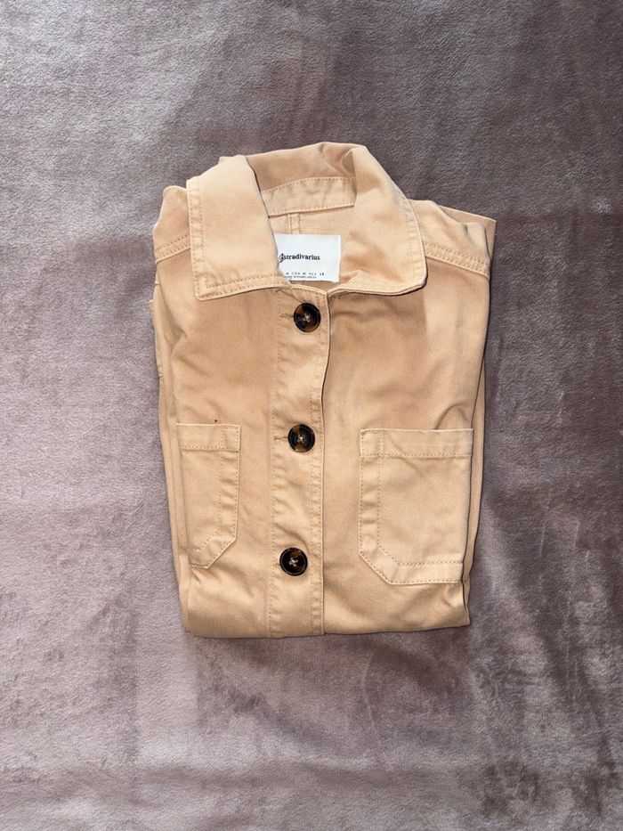 Veste en jean beige stradivarius femme taille M en très bon état - photo numéro 5