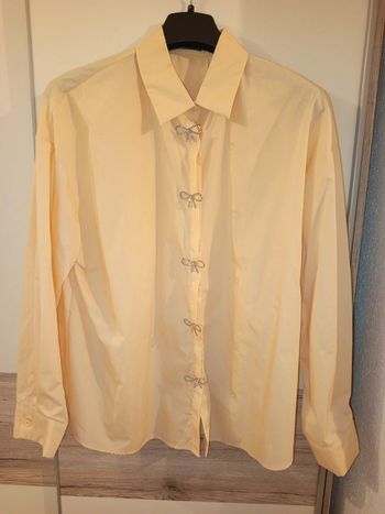 Chemise avec strass et noeud couleur nude taille XL